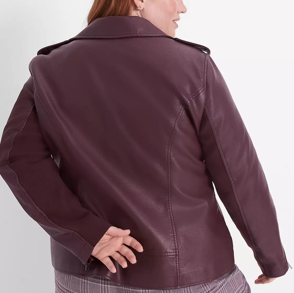 Lane Bryant Rich Burgundy Leather Jacket - Picture 3 of 5